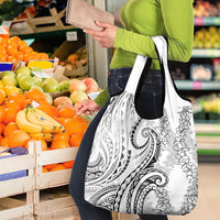 Polynesia Plumeria Lei Grocery Bag White Curves Motif LT7 - Polynesian Pride