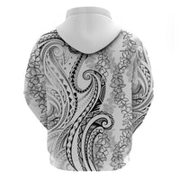 Polynesia Plumeria Lei Hoodie White Curves Motif