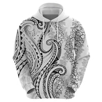 Polynesia Plumeria Lei Hoodie White Curves Motif