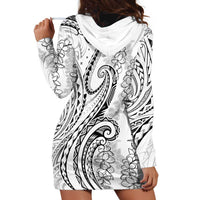 Polynesia Plumeria Lei Hoodie Dress White Curves Motif