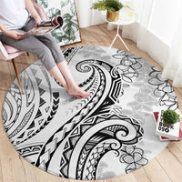 Polynesia Plumeria Lei Round Carpet White Curves Motif