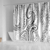 Polynesia Plumeria Lei Shower Curtain White Curves Motif