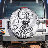 Polynesia Plumeria Lei Spare Tire Cover White Curves Motif