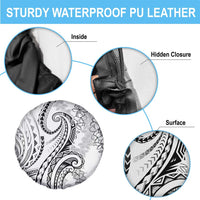 Polynesia Plumeria Lei Spare Tire Cover White Curves Motif