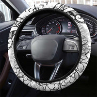Polynesia Plumeria Lei Steering Wheel Cover White Curves Motif LT7 - Polynesian Pride