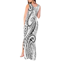 Polynesia Plumeria Lei Tank Maxi Dress White Curves Motif