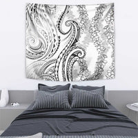 Polynesia Plumeria Lei Tapestry White Curves Motif