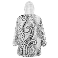 Polynesia Plumeria Lei Wearable Blanket Hoodie White Curves Motif LT7 - Polynesian Pride