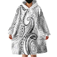 Polynesia Plumeria Lei Wearable Blanket Hoodie White Curves Motif LT7 - Polynesian Pride