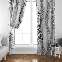 Polynesia Plumeria Lei Window Curtain White Curves Motif