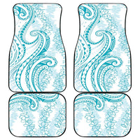 Polynesia Plumeria Lei Car Mats White Turquoise Curves Motif LT7 - Polynesian Pride