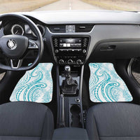 Polynesia Plumeria Lei Car Mats White Turquoise Curves Motif LT7 Set 2pcs - Front Turquoise - Polynesian Pride