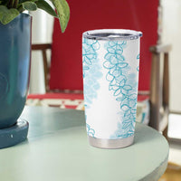 Polynesia Plumeria Lei Tumbler Cup White Turquoise Curves Motif