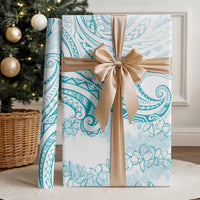 Polynesia Plumeria Lei Wrapping Paper White Turquoise Curves Motif LT7 - Polynesian Pride