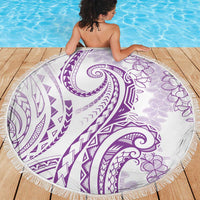 Polynesia Plumeria Lei Beach Blanket White Violet Curves Motif LT7 - Polynesian Pride