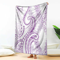 Polynesia Plumeria Lei Blanket White Violet Curves Motif