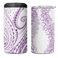Polynesia Plumeria Lei 4 in 1 Can Cooler Tumbler White Violet Curves Motif LT7 One Size: 16 oz Violet - Polynesian Pride