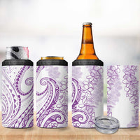 Polynesia Plumeria Lei 4 in 1 Can Cooler Tumbler White Violet Curves Motif LT7 - Polynesian Pride