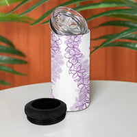 Polynesia Plumeria Lei 4 in 1 Can Cooler Tumbler White Violet Curves Motif LT7 - Polynesian Pride