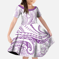 Polynesia Plumeria Lei Family Matching Off Shoulder Maxi Dress and Hawaiian Shirt White Violet Curves Motif