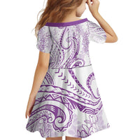 Polynesia Plumeria Lei Family Matching Off Shoulder Short Dress and Hawaiian Shirt White Violet Curves Motif