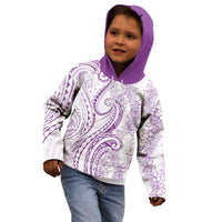 Polynesia Plumeria Lei Kid Hoodie White Violet Curves Motif LT7 - Polynesian Pride