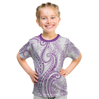 Polynesia Plumeria Lei Kid T Shirt White Violet Curves Motif