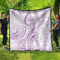 Polynesia Plumeria Lei Quilt White Violet Curves Motif