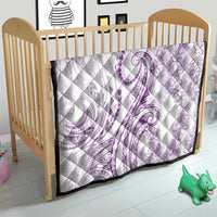 Polynesia Plumeria Lei Quilt White Violet Curves Motif