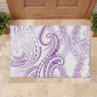 Polynesia Plumeria Lei Rubber Doormat White Violet Curves Motif LT7 Violet - Polynesian Pride
