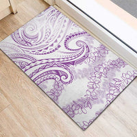 Polynesia Plumeria Lei Rubber Doormat White Violet Curves Motif LT7 - Polynesian Pride