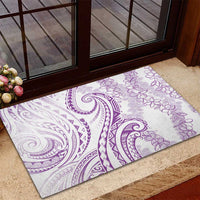 Polynesia Plumeria Lei Rubber Doormat White Violet Curves Motif LT7 - Polynesian Pride