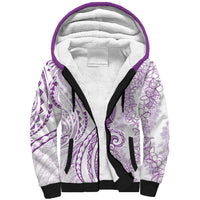 Polynesia Plumeria Lei Sherpa Hoodie White Violet Curves Motif LT7 Unisex Violet - Polynesian Pride