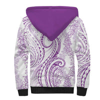 Polynesia Plumeria Lei Sherpa Hoodie White Violet Curves Motif LT7 - Polynesian Pride