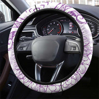 Polynesia Plumeria Lei Steering Wheel Cover White Violet Curves Motif LT7 - Polynesian Pride