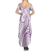 Polynesia Plumeria Lei Summer Maxi Dress White Violet Curves Motif
