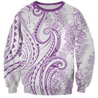 Polynesia Plumeria Lei Sweatshirt White Violet Curves Motif LT7 Unisex Violet - Polynesian Pride