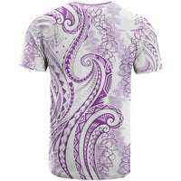 Polynesia Plumeria Lei T Shirt White Violet Curves Motif