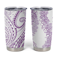 Polynesia Plumeria Lei Tumbler Cup White Violet Curves Motif