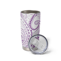 Polynesia Plumeria Lei Tumbler Cup White Violet Curves Motif