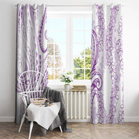 Polynesia Plumeria Lei Window Curtain White Violet Curves Motif