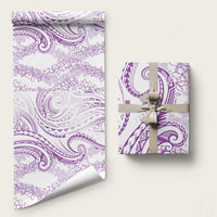 Polynesia Plumeria Lei Wrapping Paper White Violet Curves Motif LT7 58" × 23" Violet - Polynesian Pride