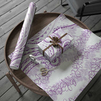 Polynesia Plumeria Lei Wrapping Paper White Violet Curves Motif LT7 - Polynesian Pride