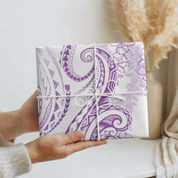 Polynesia Plumeria Lei Wrapping Paper White Violet Curves Motif LT7 - Polynesian Pride