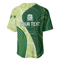 Fiji Ballantine Memorial High School Personalised Baseball Jersey Masi Tapa Mix Plumeria