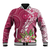 Fiji Adi Cakobau School Personalised Baseball Jacket Masi Tapa Mix Plumeria