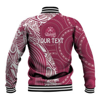 Fiji Adi Cakobau School Personalised Baseball Jacket Masi Tapa Mix Plumeria