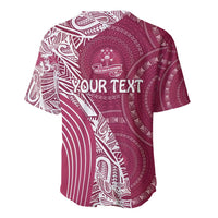 Fiji Adi Cakobau School Personalised Baseball Jersey Masi Tapa Mix Plumeria