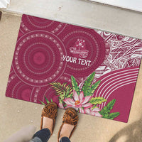 Fiji Adi Cakobau School Personalised Rubber Doormat Masi Tapa Mix Plumeria