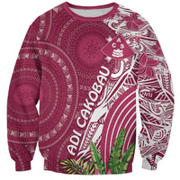 Fiji Adi Cakobau School Personalised Sweatshirt Masi Tapa Mix Plumeria